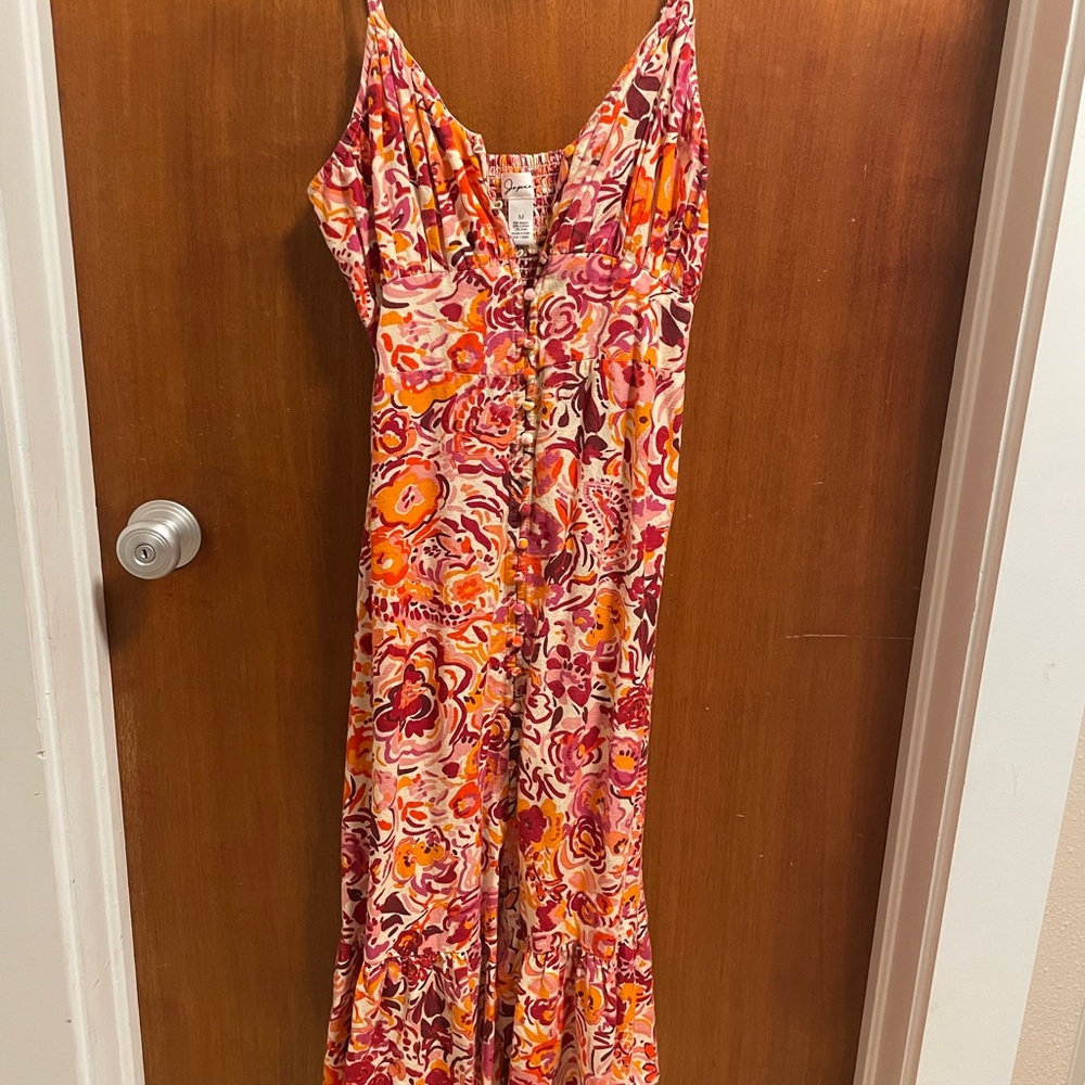 Japna Vibrant Floral Maxi Dress - Pink and Orange